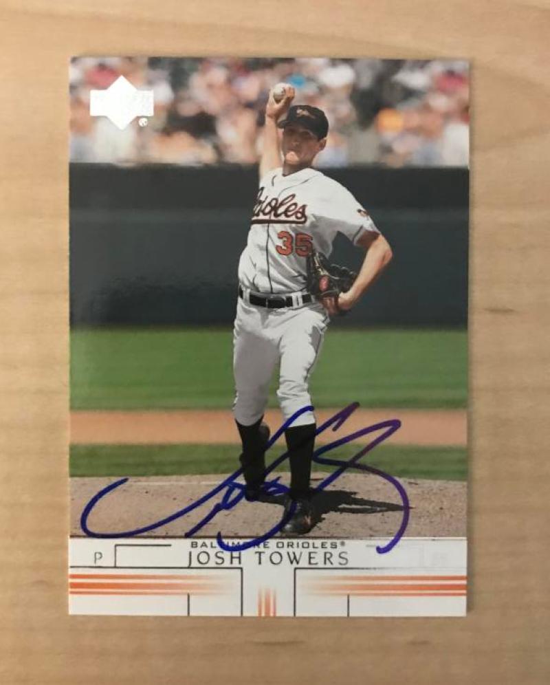 JOSH TOWERS BALTIMORE ORIOLES SIGNED AUTOGRAPHED 2002 UPPER DECK CARD #141 W/COA