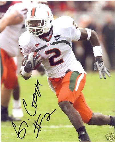 GRAIG COOPER MIAMI HURRICANES SIGNED 8X10 PHOTO W/COA