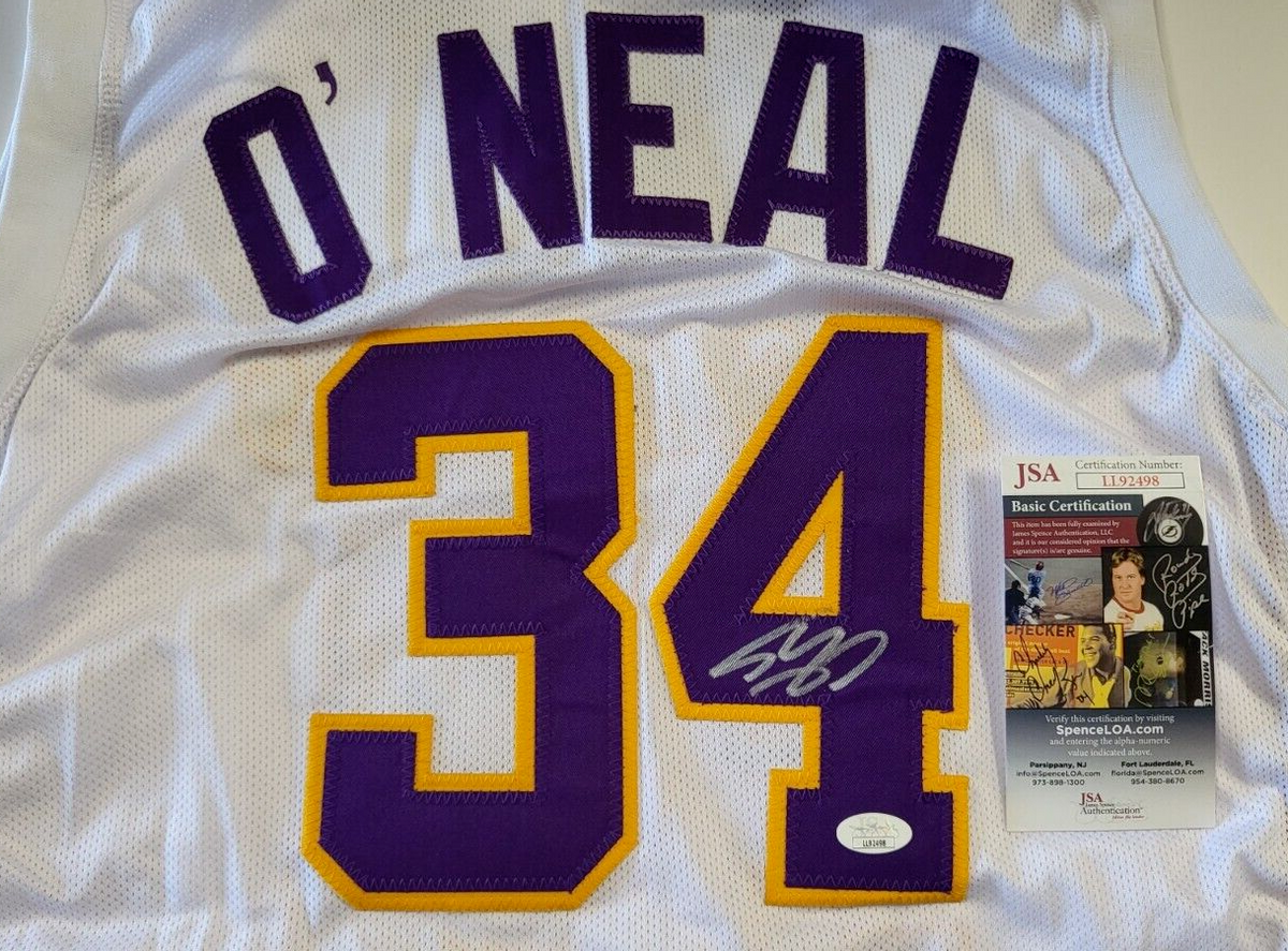 SHAQUILLE O'NEAL LAKERS SIGNED AUTOGRAPHED BASKETBALL CUSTOM JERSEY JSA #LL92498