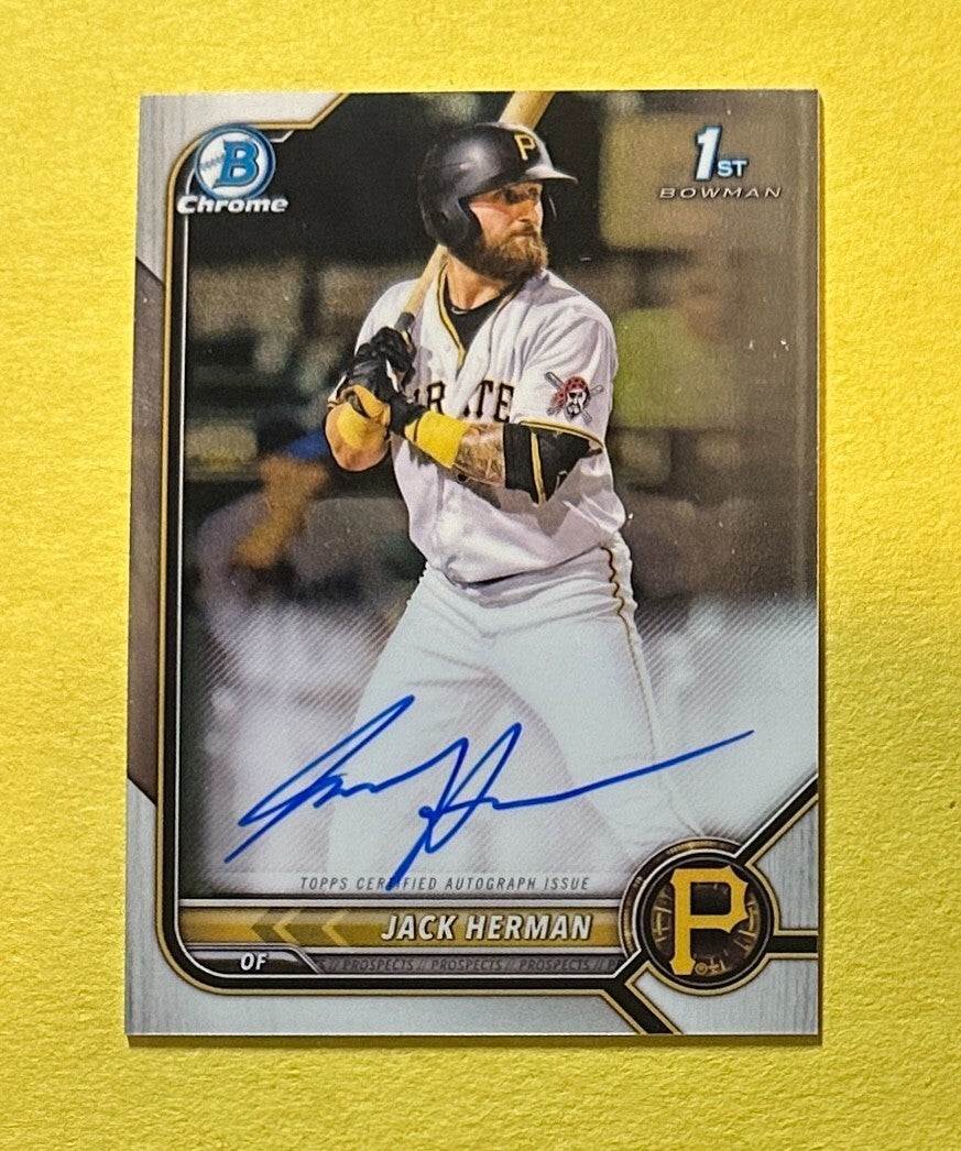 2022 BOWMAN CHROME JACK HERMAN BASE AUTO #CPA-JH PIRATES 1ST BOWMAN