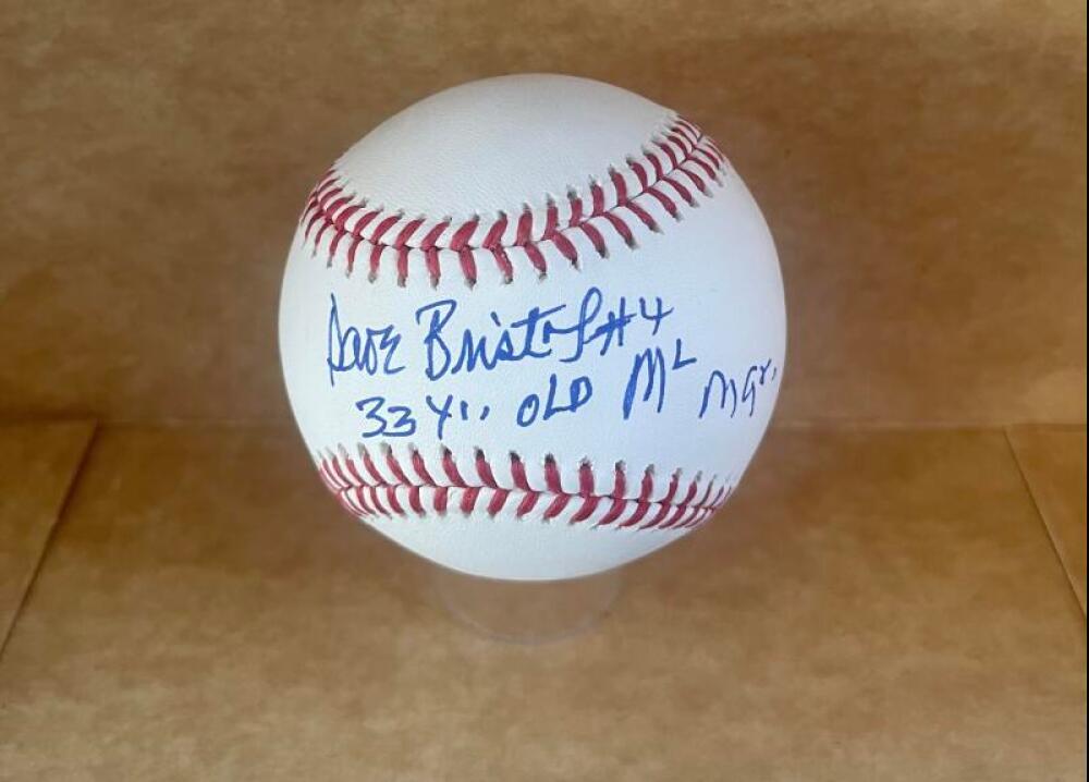 DAVE BRISTOL REDS 33 YR. ML MGR. SIGNED AUTO M.L. BASEBALL BECKETT AUTHENTICATED