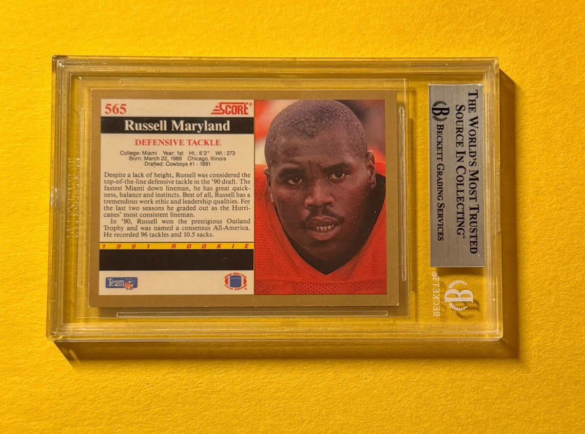 1991 SCORE RUSELL MARYLAND ERR #565A SIGNED AUTO CARD BECKETT AUTHENTIC
