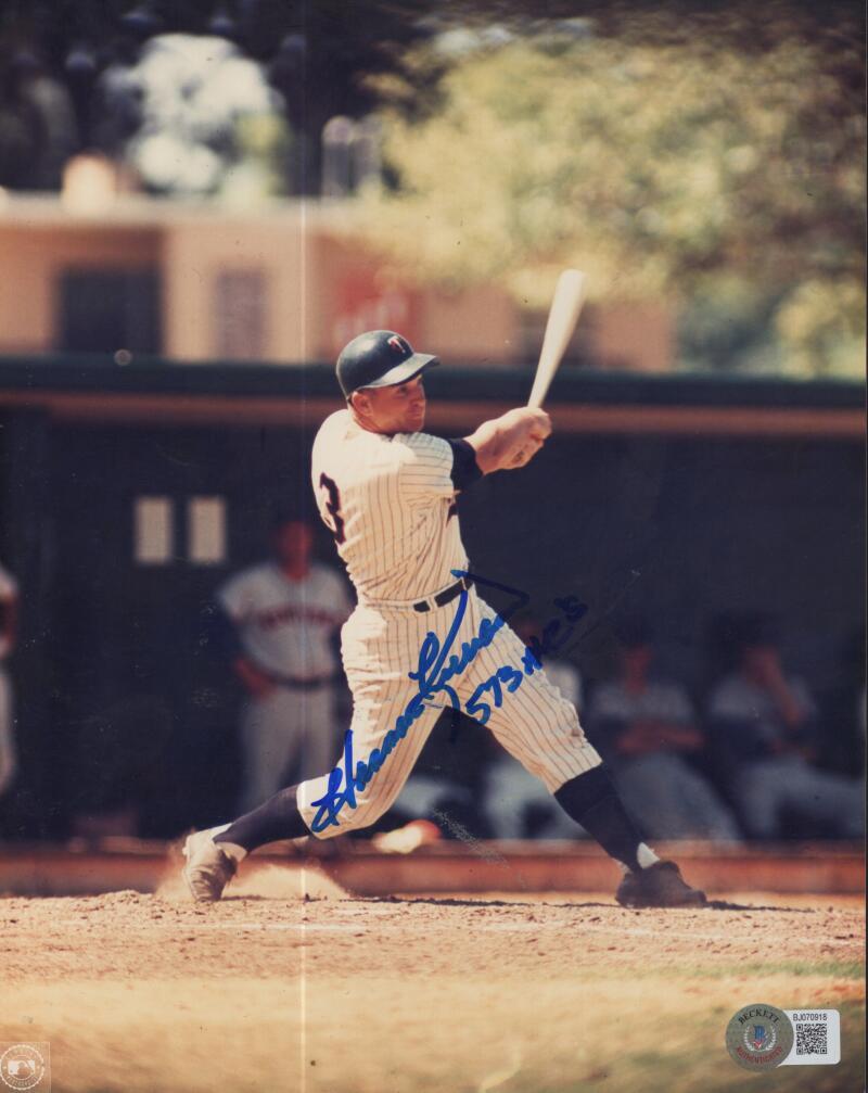 HARMON KILLEBREW TWINS 573 HR'S SIGNED 8X10 PHOTO BECKETT BJ070918