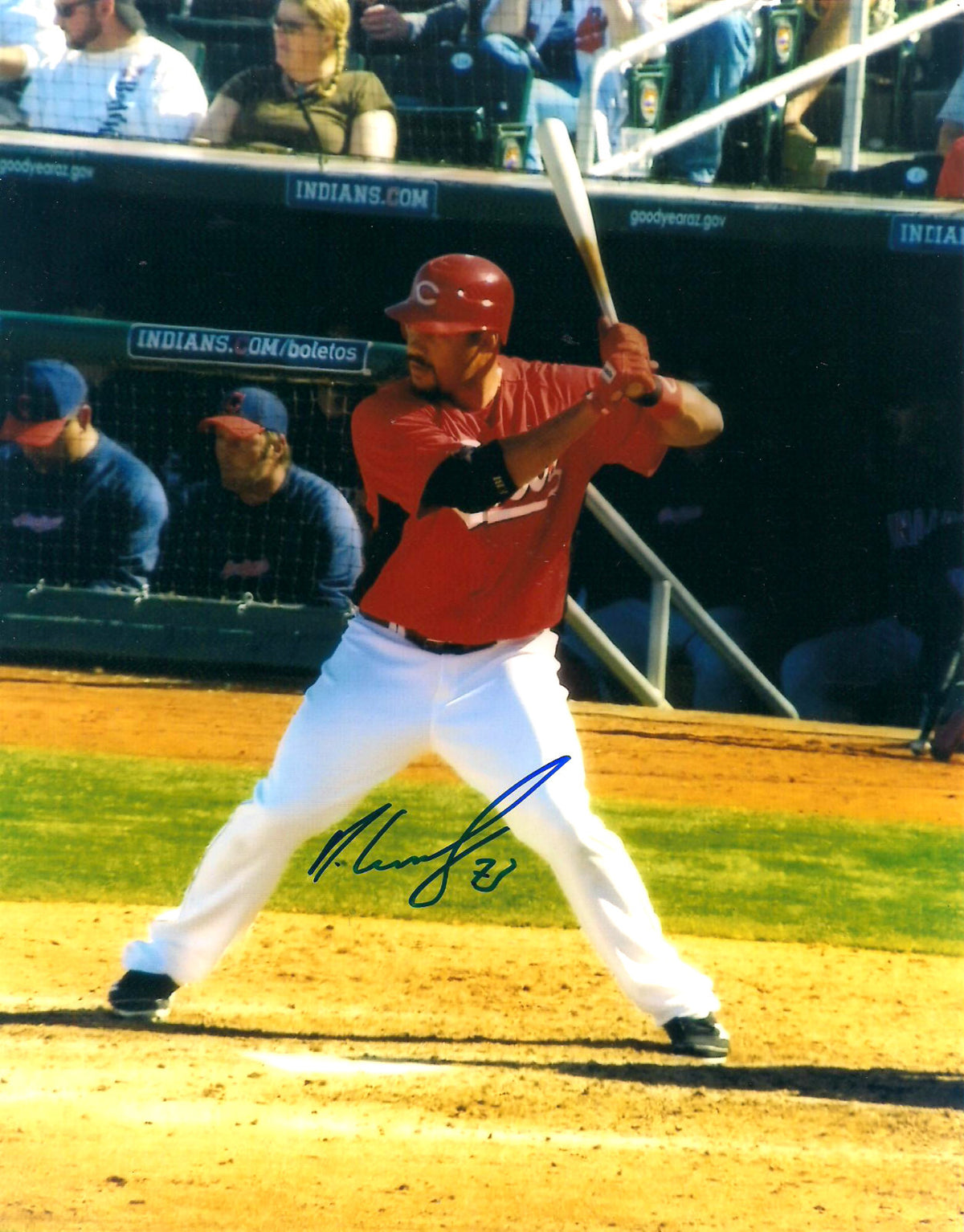DONALD LUTZ CINCINNATI REDS SIGNED AUTOGRAPHED 8X10 PHOTO W/COA