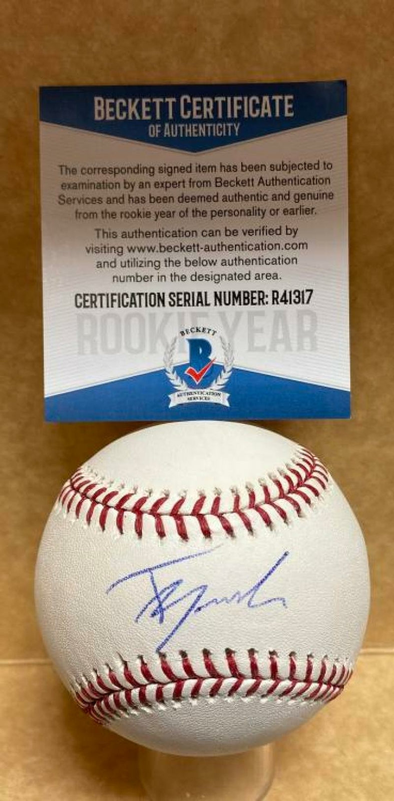 TRISTAN BECK SAN FRANCISCO GIANTS ROOKIE YEAR SIGNED M.L. BASEBALL BECKETT R4131
