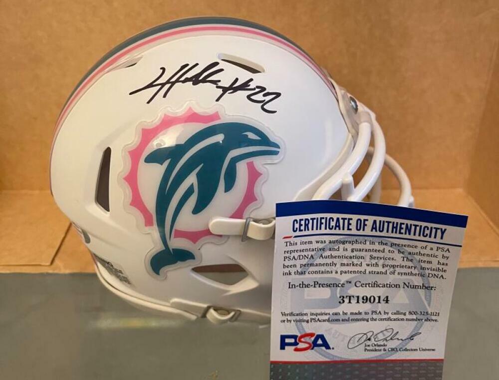 JEVON HOLLAND MIAMI DOLPHINS SIGNED CUSTOM SPEED MINI HELMET PSA AUTHENTICATED 