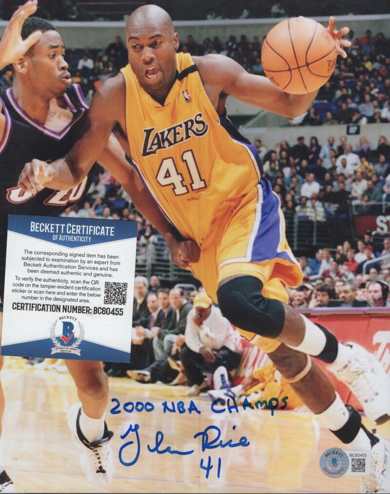 GLEN RICE LAKERS 2000 NBA CHAMPS  SIGNED AUTOGRAPHED 8X10 PHOTO BECKETT BC60455