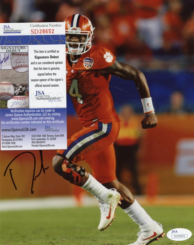 DESHAUN WATSON CLEMSON TIGERS SIGNATURE DEBUT SIGNED 8X10 PHOTO JSA SD28652