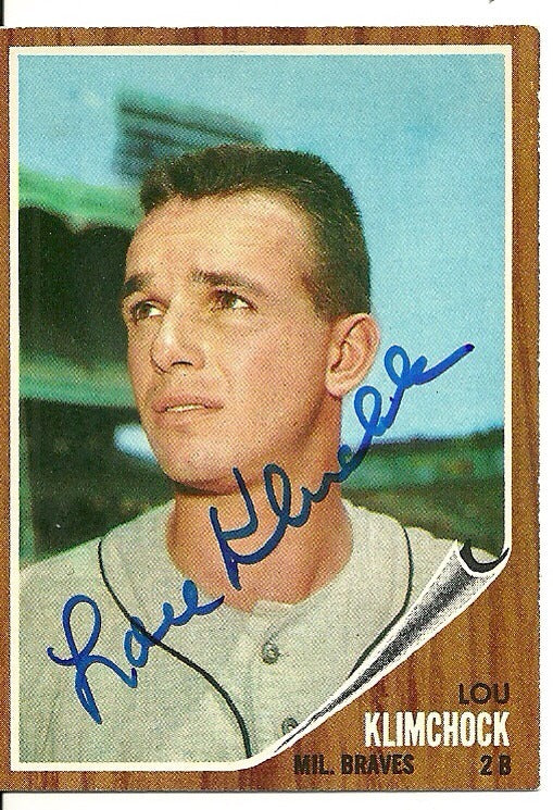 LOU KLIMCHOCK CLEVELAND INDIANS SIGNED AUTOGRAPHED 1962 TOPPS CARD #259 W/COA