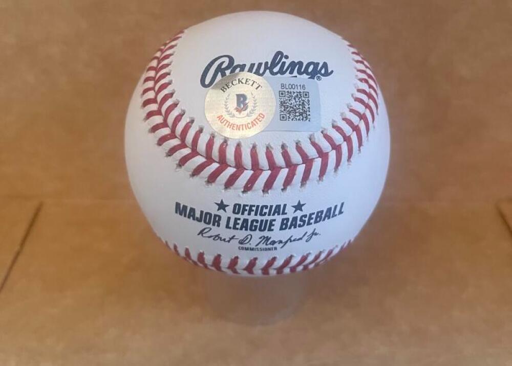 RAFAEL SANTANA METS 1986 WS CHAMPS SIGNED AUTO M.L. BASEBALL BECKETT AUTH