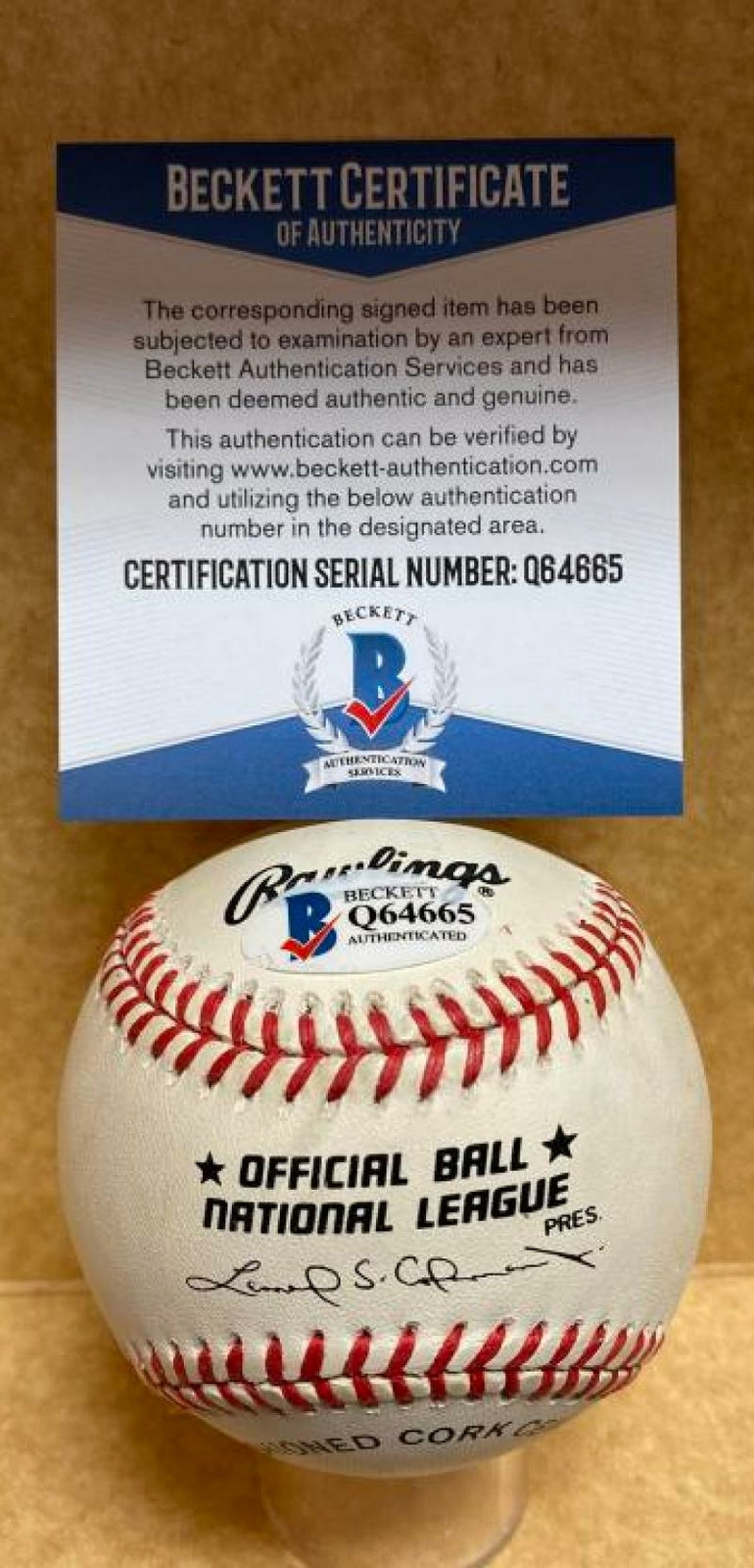 SONNY SIEBERT ST. LOUIS CARDINALS SIGNED AUTO N.L. BASEBALL BECKETT Q64665