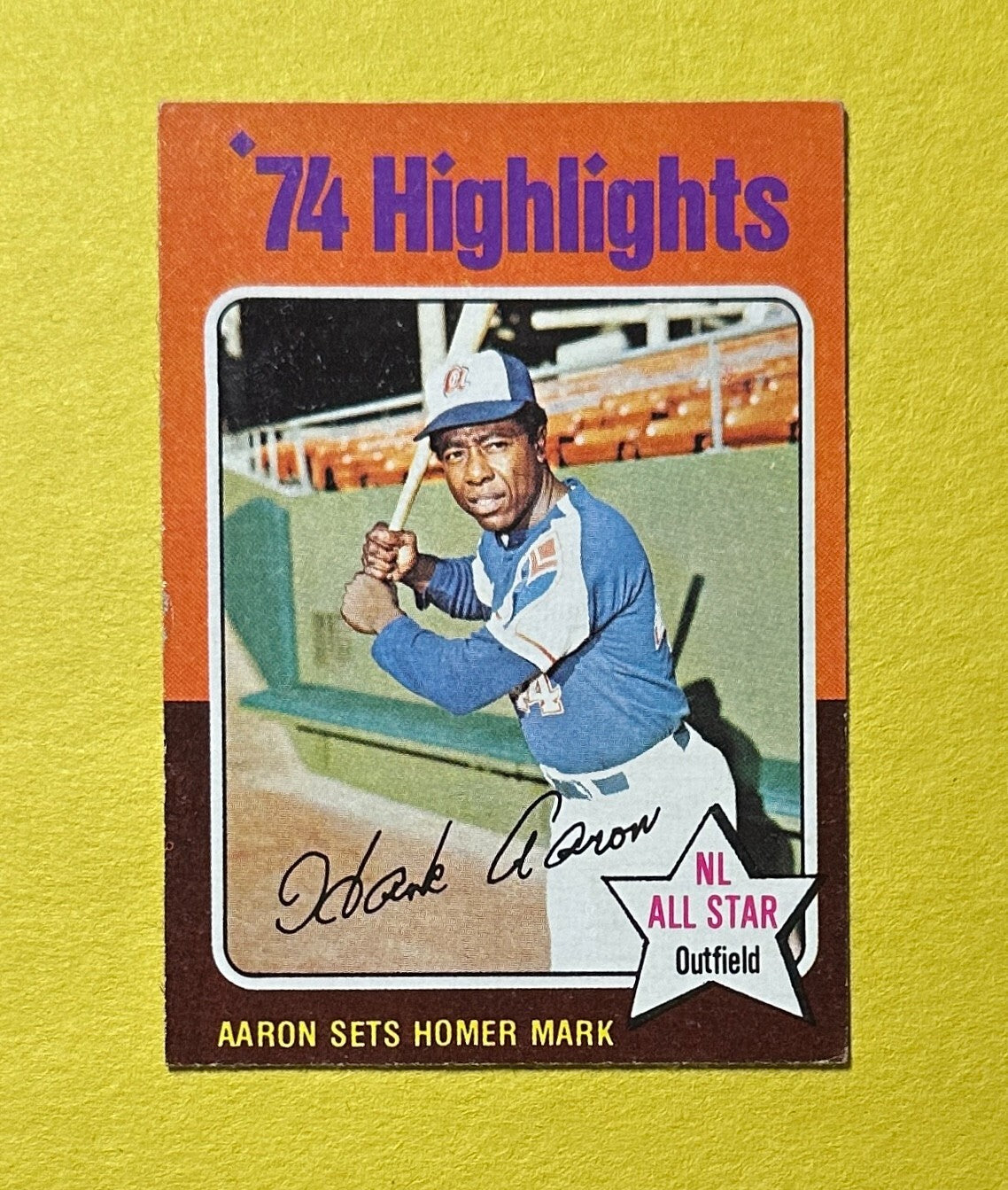 1975 TOPPS HANK AARON '74 HIGHLIGHTS AARON SETS HOMER MARK #1 BRAVES