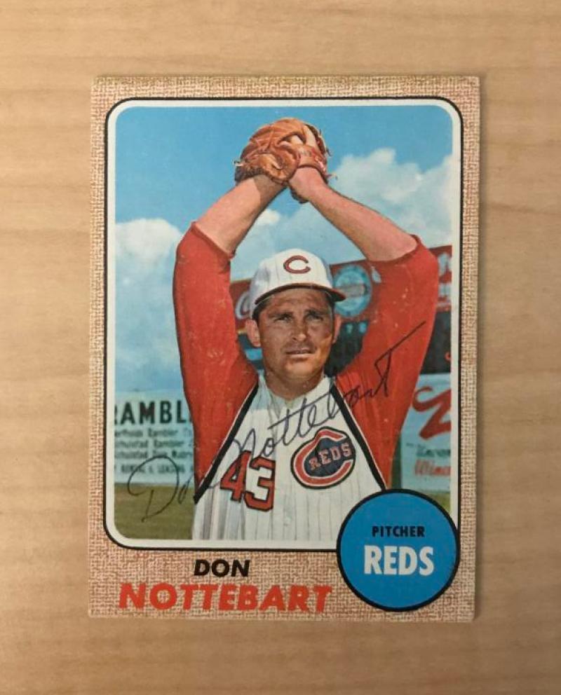 DON NOTTEBART CINCINNATI REDS SIGNED DECEASED 1968 TOPPS CARD #171 W/COA