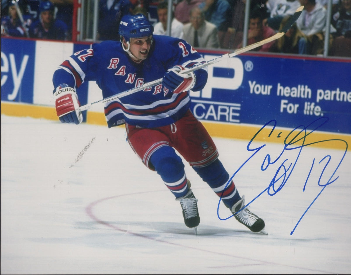 EDDIE OLCZYK NEW YORK RANGERS SIGNED AUTOGRAPHED 8X10 PHOTO W/ COA