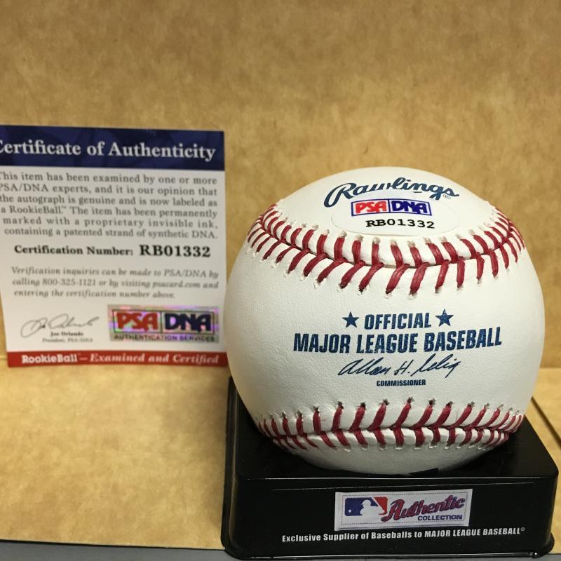 JUSTIN NICOLINO MIAMI MARLINS ROOKIE BALL M.L. SIGNED BASEBALL PSA RB01332