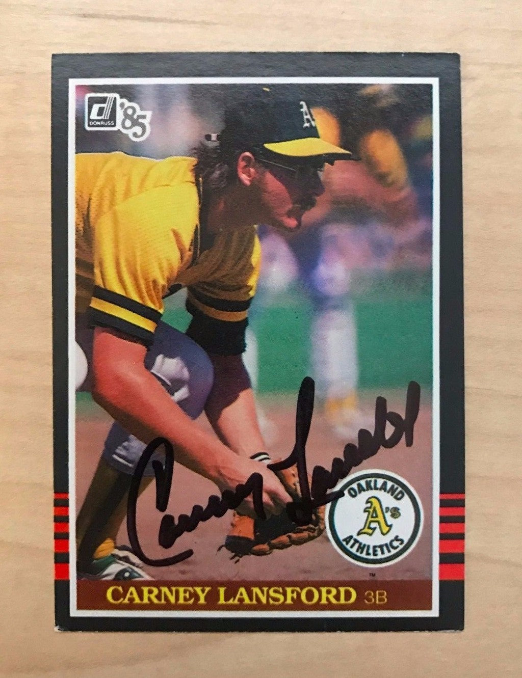 CARNEY LANSFORD OAKLAND ATHLETICS SIGNED AUTOGRAPHED 1985 DONRUSS #345 W/COA