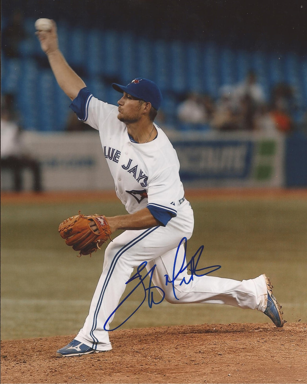 JEFF MATHIS TORONTO BLUE JAYS SIGNED AUTOGRAPHED PITCHING 8X10 PHOTO COA