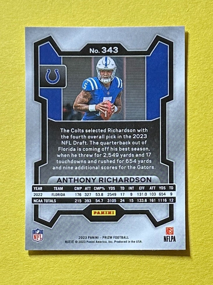 2023 PANINI PRIZM ANTHONY RICHARDSON BASE RC #343 COLTS