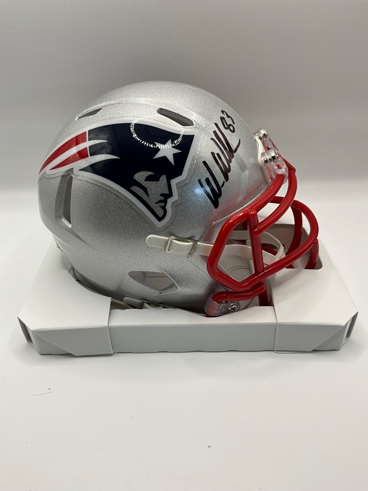 WES WELKER NEW ENGLAND PATRIOTS SIGNED SPEED MINI HELMET JSA