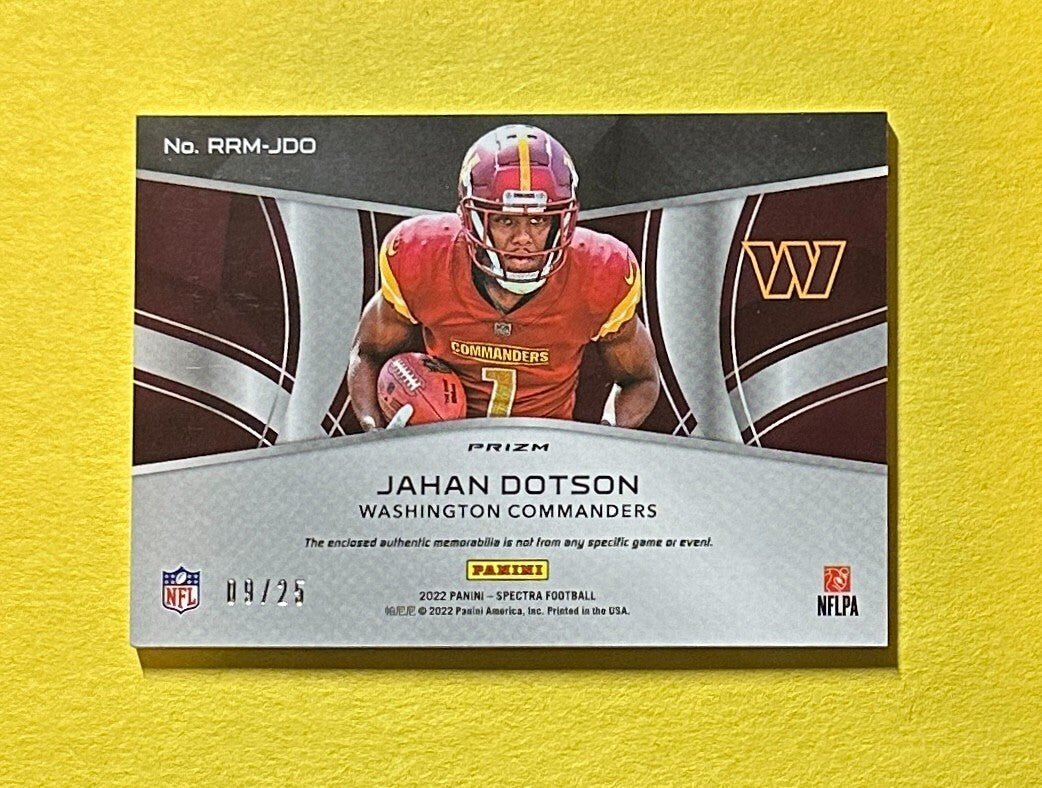 2022 PANINI SPECTRA JAHAN DOTSON RISING ROOKIE DUAL PATCH /25 #RRM-JDO