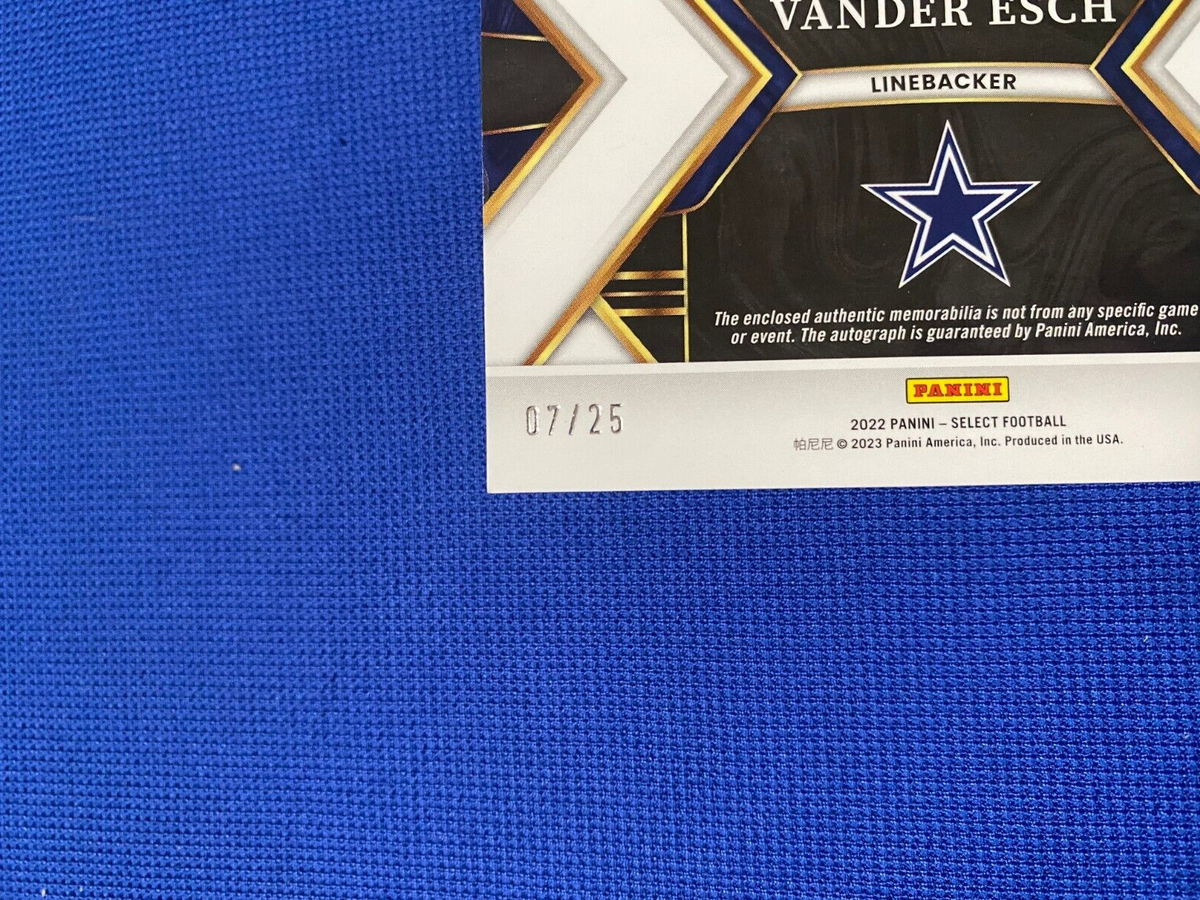 2022 PANINI SELECT LEIGHTON VANDER ESCH DALLAS COWBOYS AUTO SIGNED JERSEY /25