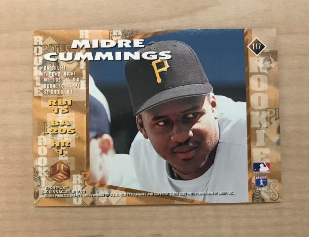 MIDRE CUMMINGS PITTSBURGH PIRATES SIGNED 1995 SPORT FLIX CARD #117 W/COA 