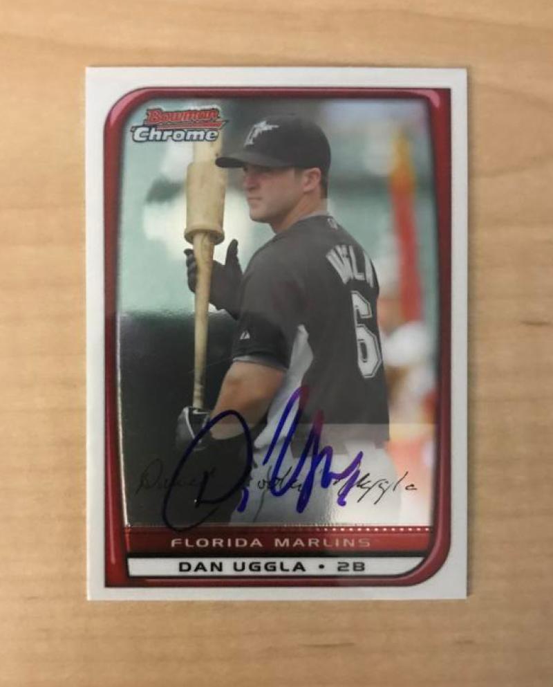 DAN UGGLA FLORIDA MARLINS SIGNED AUTOGRAPHED 2008 BOWMAN CHROME CARD #128 W/COA