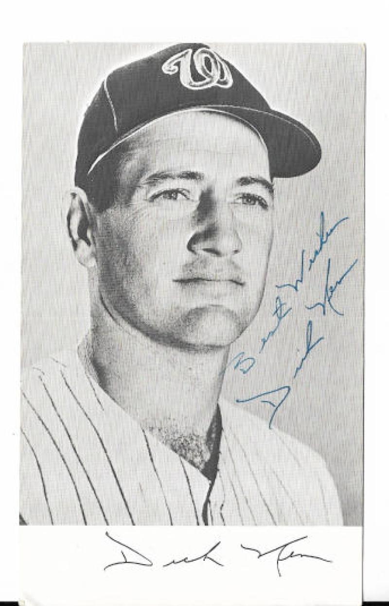DICK NEN WASHINGTON SENATORS SIGNED AUTOGRAPHED 3X5 PHOTO CARD W/COA 