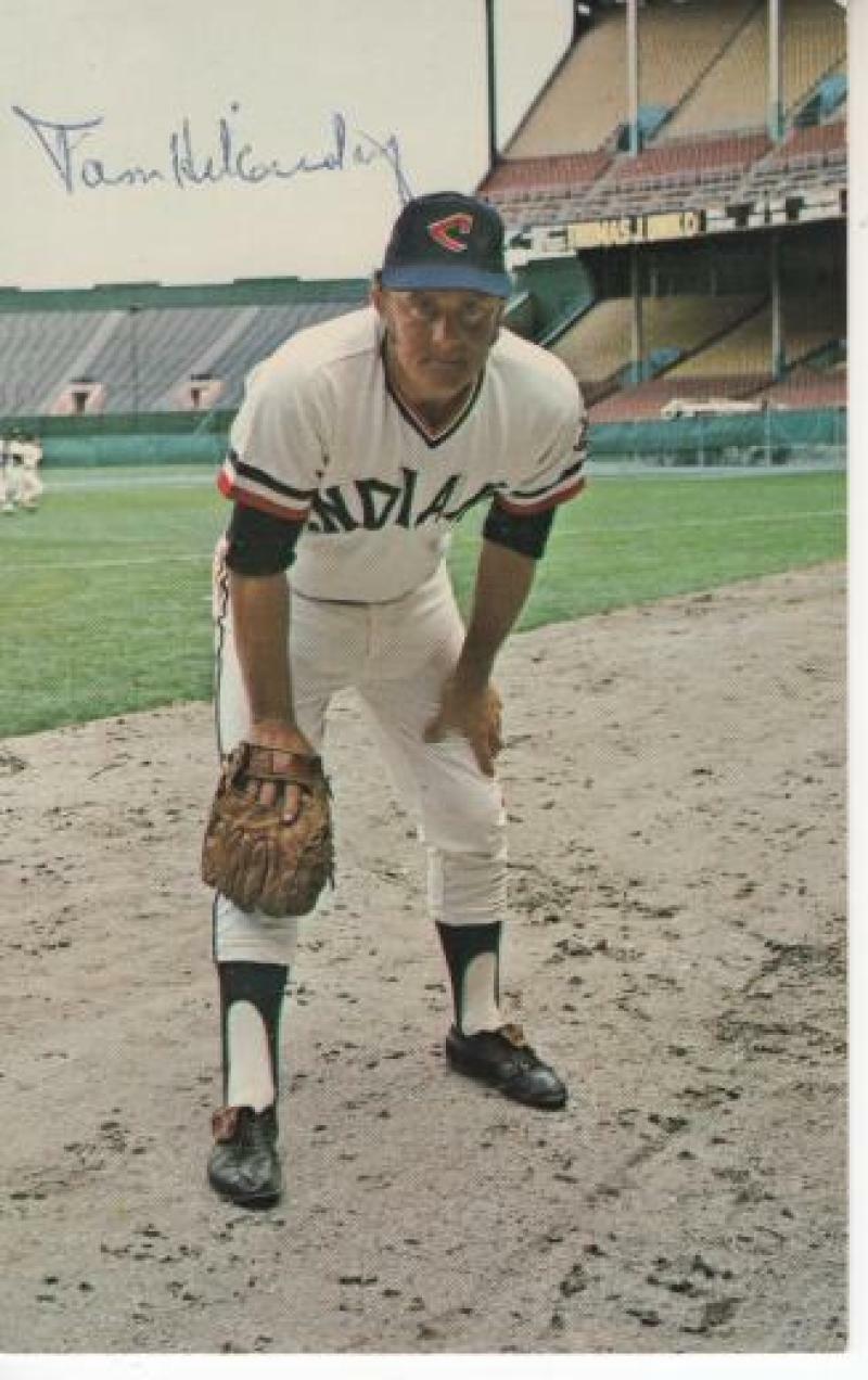 TOM HILGENDORF CLEVELAND INDIANS SIGNED AUTOGRAPHED 3X5 POSTCARD W/ COA