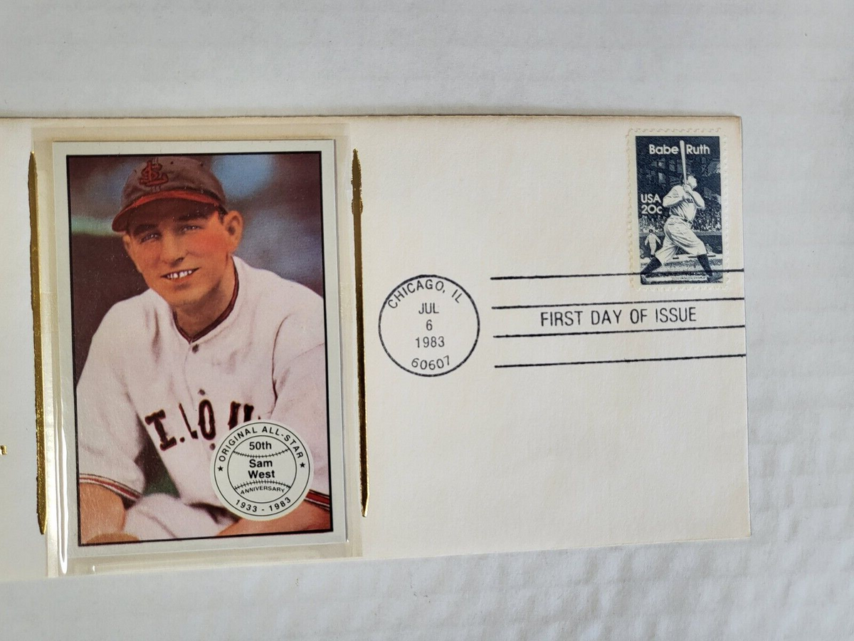 CHICAGO'S TRIPLE-HEADER OF GOLD CACHET FIRST DAY ISSUE BABE RUTH SAM WEST