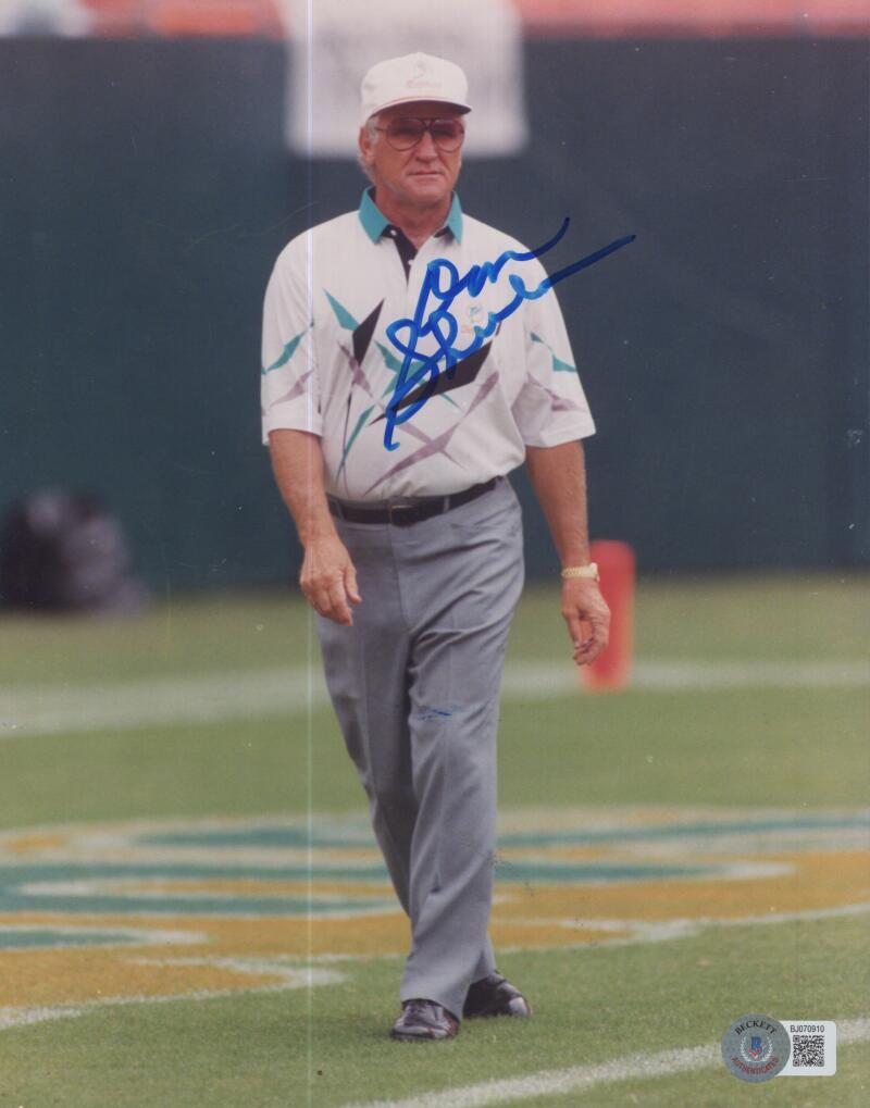 DON SHULA DOLPHINS HEAD COACH SIGNED AUTOGRAPHED 8X10 BECKETT BJ070910