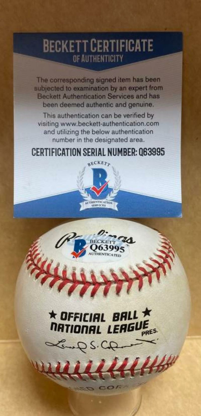 EDDIE MIKSIS BROOKLYN DODGERS/CUBS SIGNED AUTO N.L. BASEBALL BECKETT Q63995