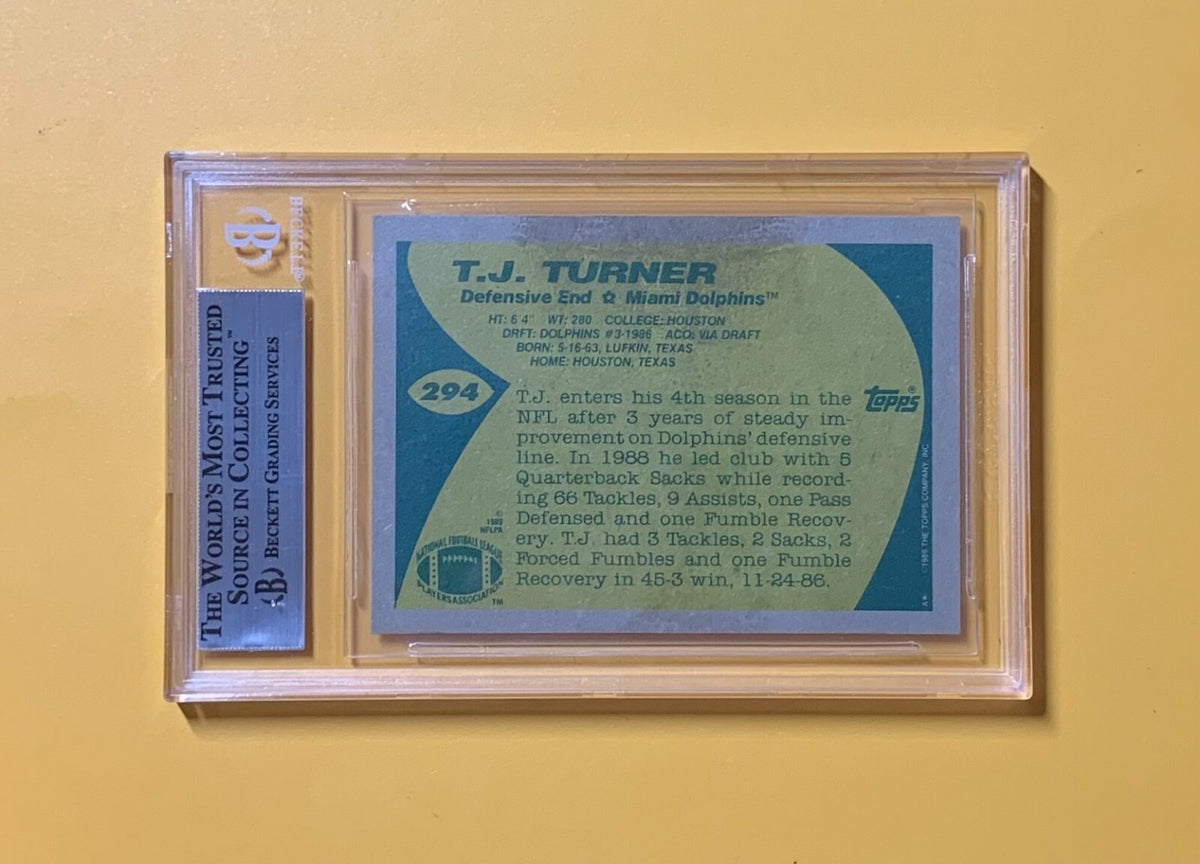 1989 TOPPS T.J. TURNER #294 AUTHENTIC AUTO BECKETT CERTIFIED DOLPHINS