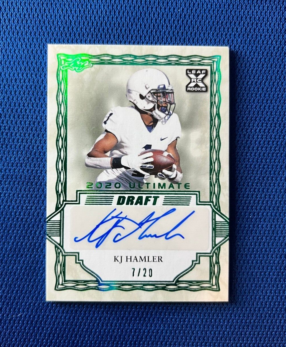 2020 LEAF KJ HAMLER ULTIMATE DRAFT KJ HAMLER RC AUTO SIGNED GREEN /20 BA-KH2