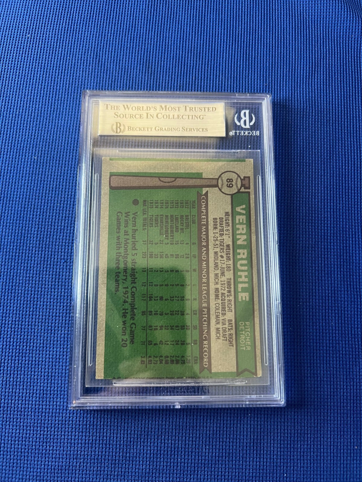 1976 TOPPS VERN RUHLE DETROIT TIGERS SIGNED AUTOGRAPHED CARD #89 BECKETT