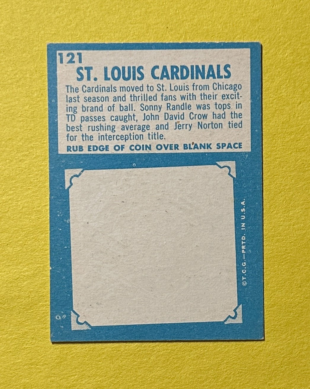 1961 TOPPS ST. LOUIS CARDINALS TEAM CARD #121