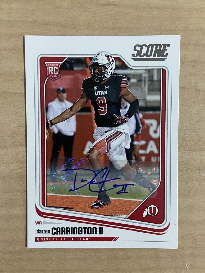 DARREN CARRINGTON ll UTAH SIGNED AUTOGRAPHED 2018 SCORE RC CARD #428 