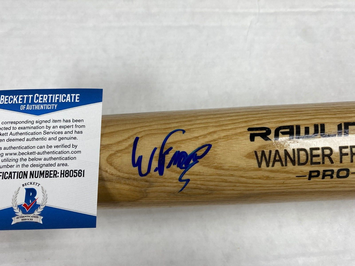 WANDER FRANCO TB RAYS SIGNED AUTOGRAPHED RAWLINGS ENGRAVED BLONDE BAT BECKETT