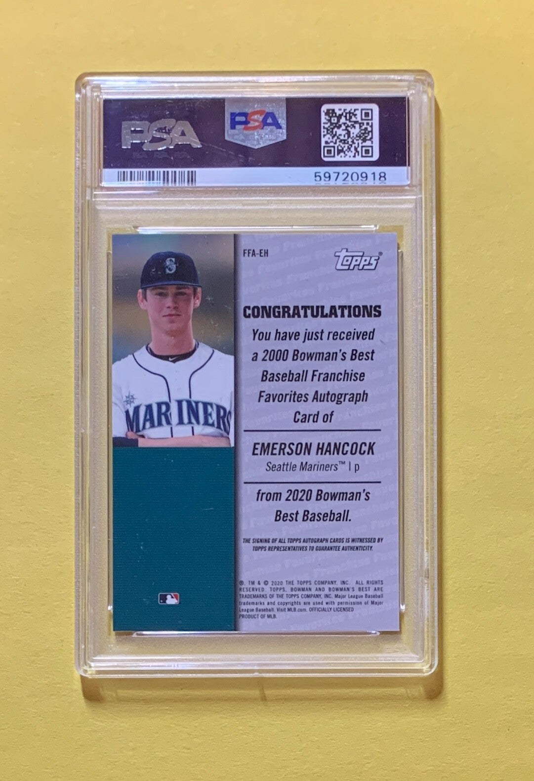 2020 BOWMAN'S BEST EMERSON HANCOCK FRANCHISE FAVORITES AUTO /50 PSA GEM MT 10