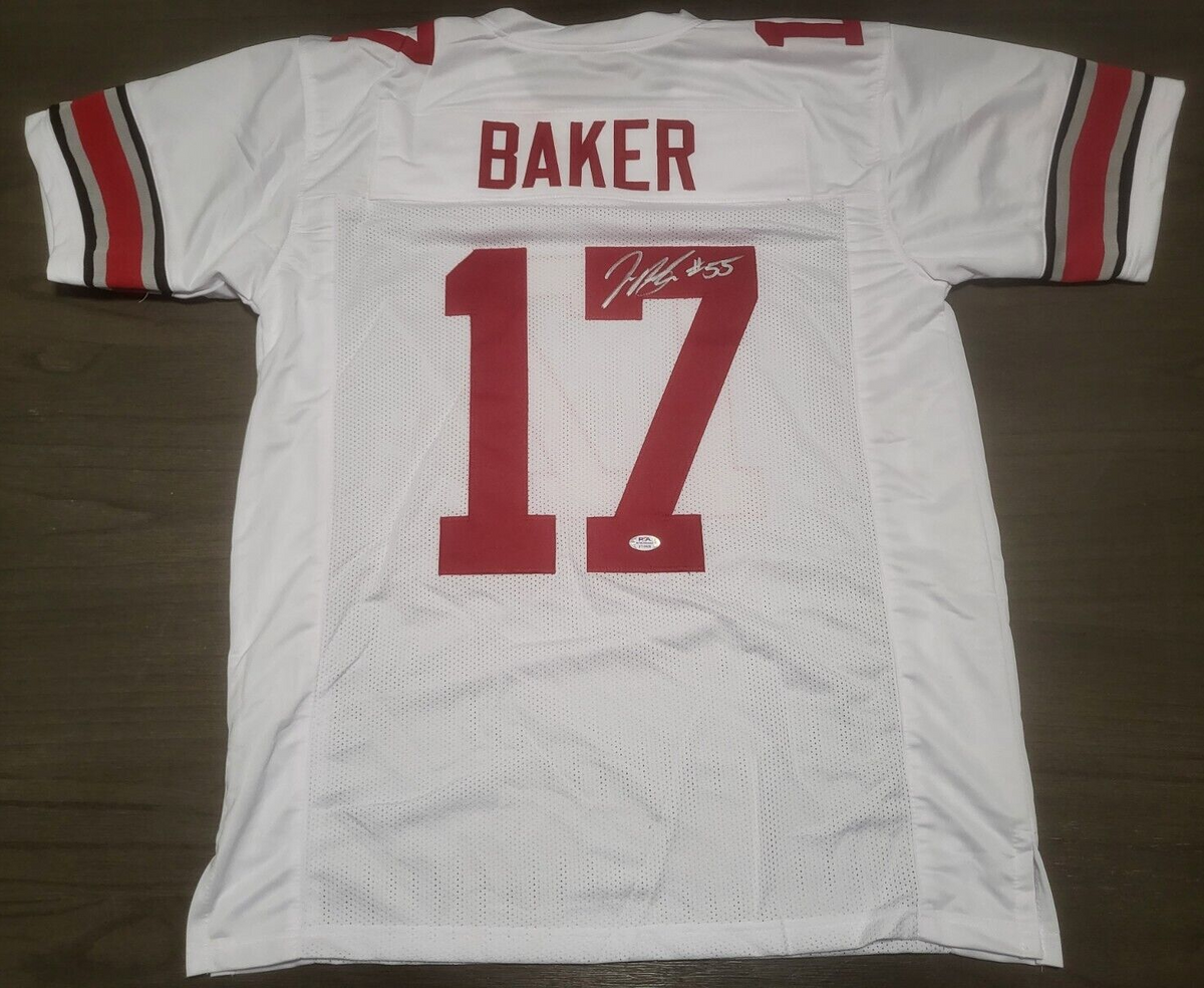 JEROME BAKER #17 OHIO STATE SIGNED AUTO WHITE CUSTOM JERSEY SZ XL PSA STICKER