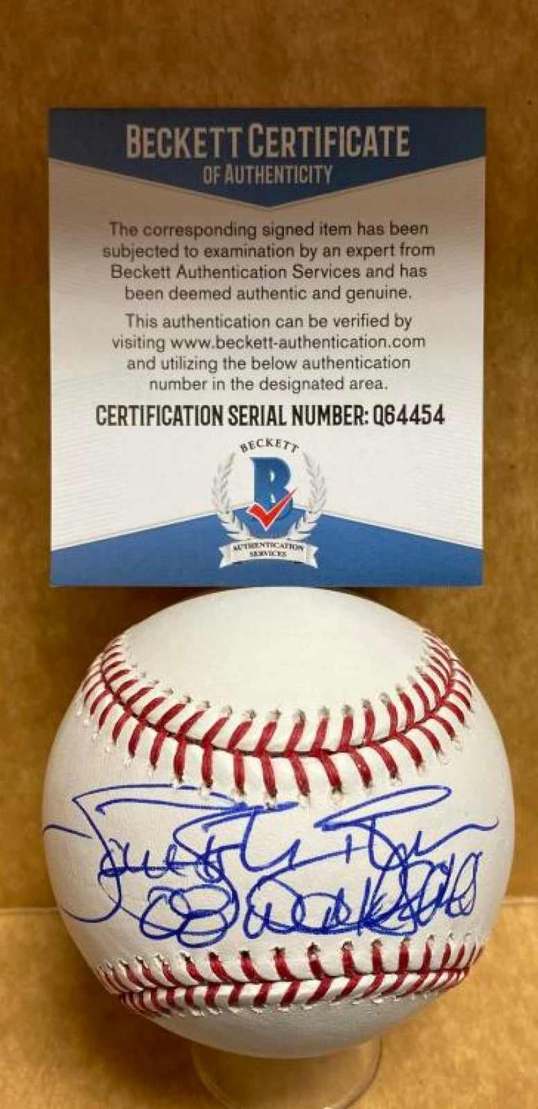 TOM GORDON 08 WORLD CHAMPS PHILLIES SIGNED AUTO N.L. BASEBALL BECKETT Q64454