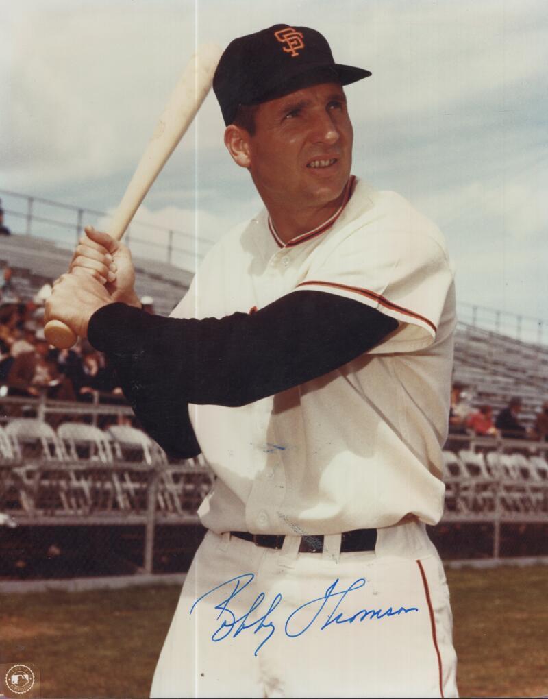 BOBBY THOMSON NEW YORK GIANTS  SIGNED AUTOGRAPHED 8X10 PHOTO W/ COA