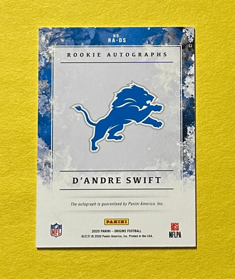 2020 PANINI ORIGINS D'ANDRE SWIFT ROOKIE AUTO #RA-DS LIONS