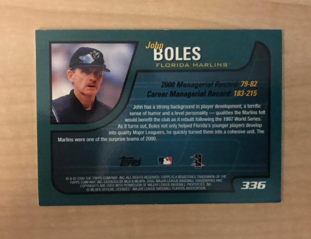 JOHN BOLES FLORIDA MARLINS SIGNED AUTOGRAPHED 2000 TOPPS CARD #336 W/COA