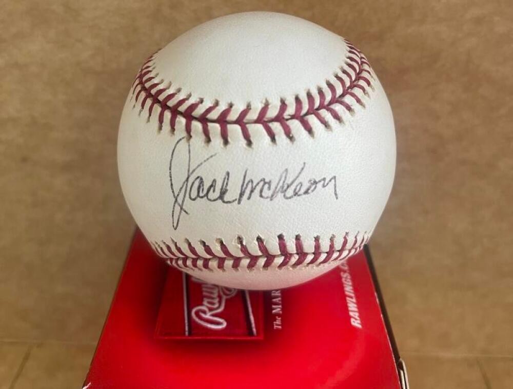 JACK MCKEON MARLINS SIGNED AUTO 2003 W.S. BASEBALL BASEBALL BECKETT 