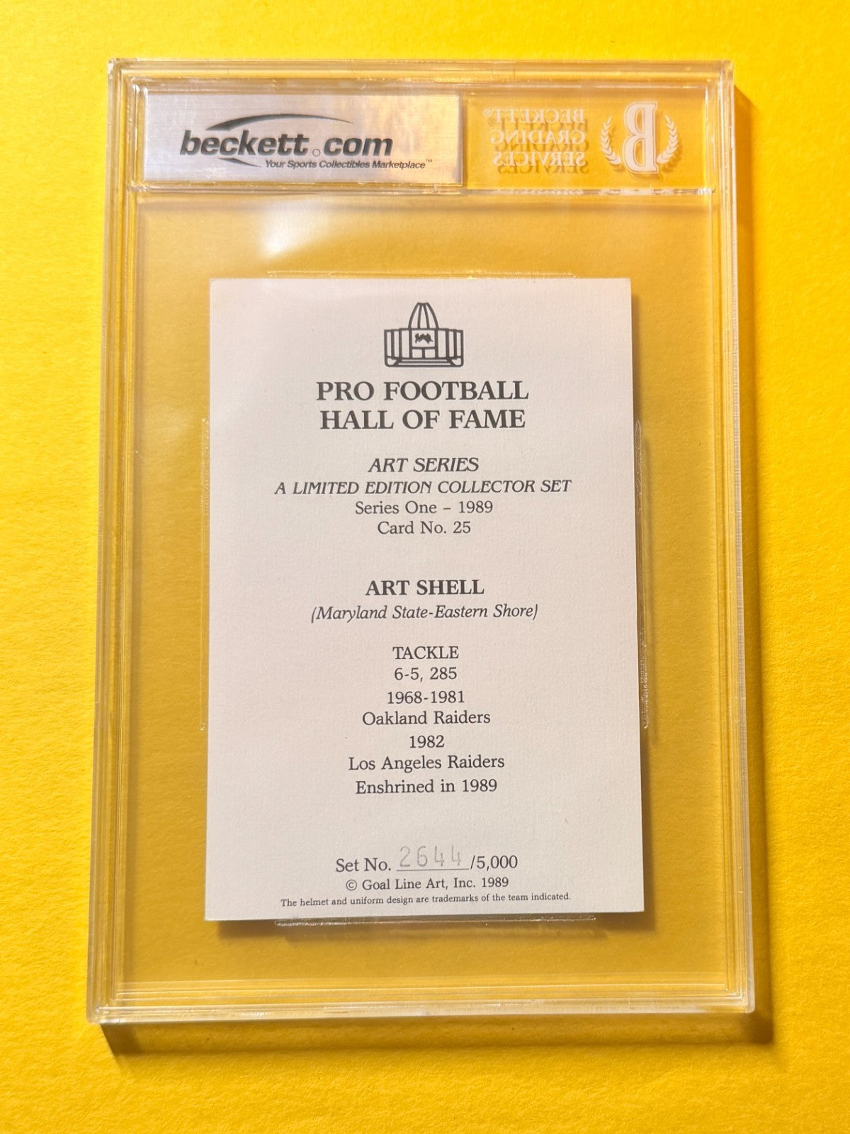 1989 GOAL LINE HOF ART SHELL #25 SIGNED ART BECKETT AUTHENTIC 10 "HOF 89"