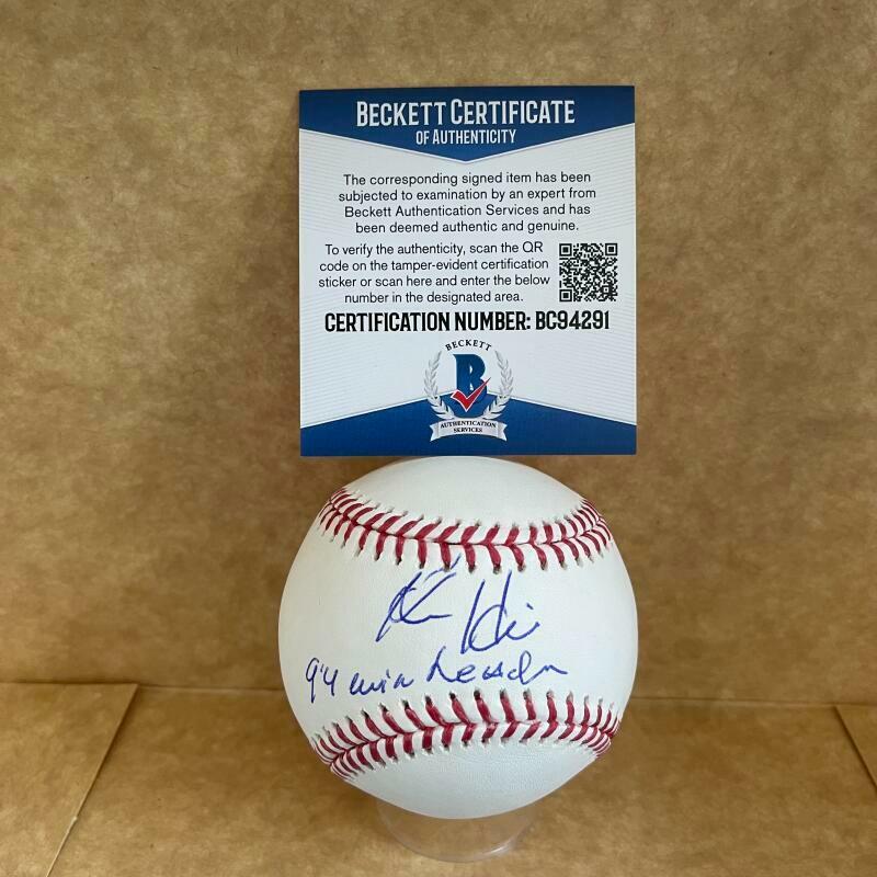 KEN HILL 94 WIN LEADER SIGNED AUTOGRAPHED M.L. BASEBALL BAS BC94291