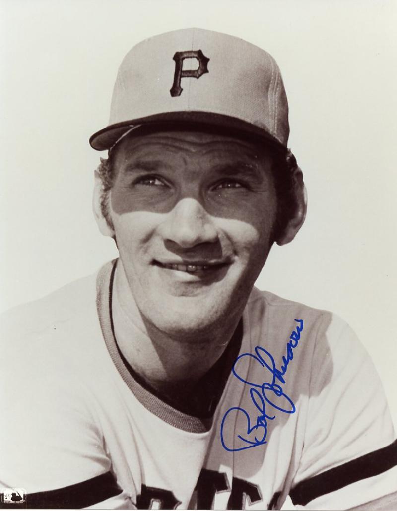 BOB JOHNSON PITTSBURGH PIRATES SIGNED AUTOGRAPHED B/W 8X10 PHOTO W/COA 