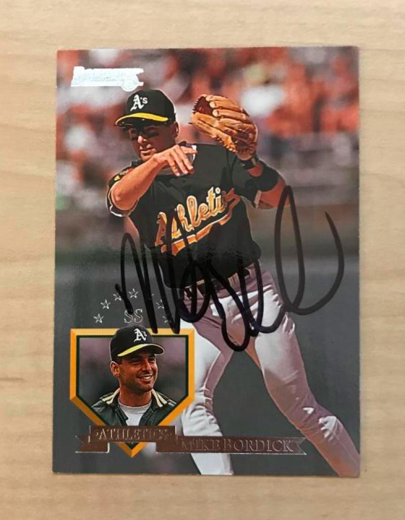 MIKE BORDICK OAKLAND ATHLETICS SIGNED AUTOGRAPHED 1995 DONRUSS CARD #148 W/COA 
