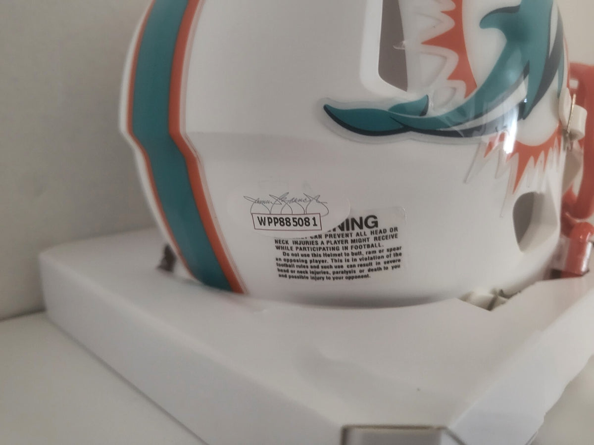 DEVANTE PARKER MIAMI DOLPHINS SIGNED AUTO WHITE MATTE RIDDELL MINI HELMET JSA